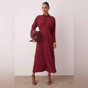 Express Deep Red Long Sleeve Dress
